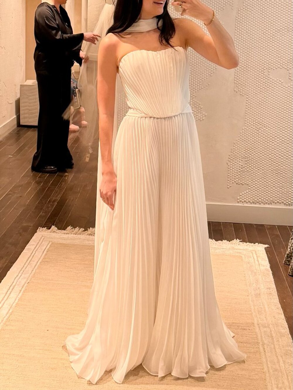 NWT Willowby Watters Willa Strapless Pleated Chiffon A-Line Wedding Gown